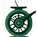 Icon depicting a gear intertwined with a fishhook, symbolizing quality gear.