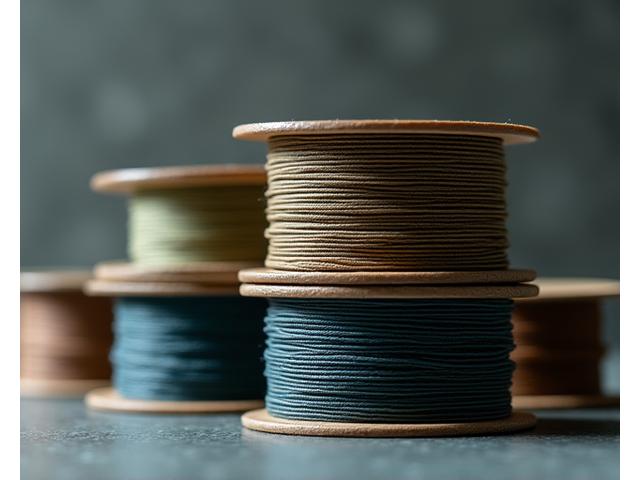 Spools of high-strength braided fishing line in various diameters